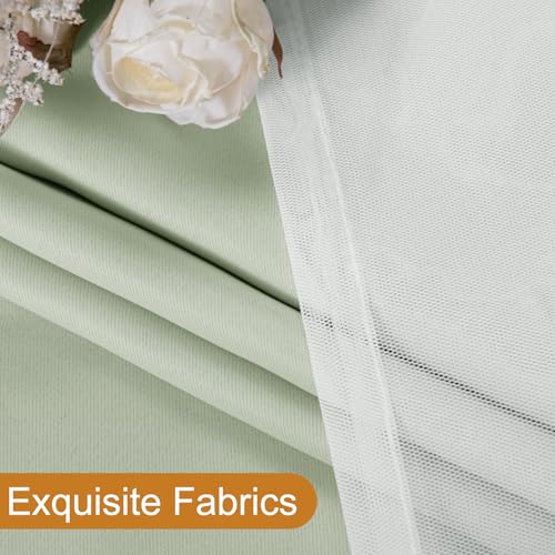 Image of DWCN Green Blackout Curtains with Sheer Overlay with Tiebacks 84 Inch Long