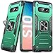 DASFOND Armor etui do Samsung Galaxy S10, wojskowe etui na telefon komórkowy [Upgrade 2.0] 360° z funkcją stojaka na magnes, ciemnozielone