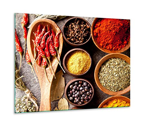 Herdabdeckplatte Ceranfeld 1 teilig 60x52 Gewürze Braun Kochplatten Glas Deko