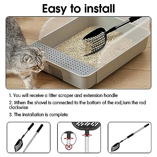 Hamiledyi Pá de areia para gatos com alça longa de metal com suporte removível de aço inoxidável par
