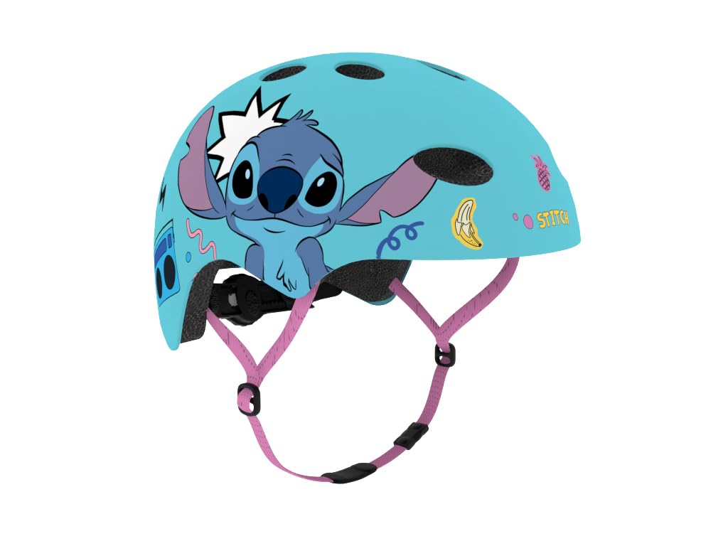 Seven Polska Disney - Casco da bicicletta Stitch, Roller Blades, Skater, 52-56 cm, a partire da circa 6 anni