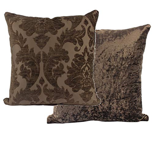 Emma Barclay Damask - Luxury Chenille Jacquard Cushion Cover in Chocolate - 17x17 (43x43cm)