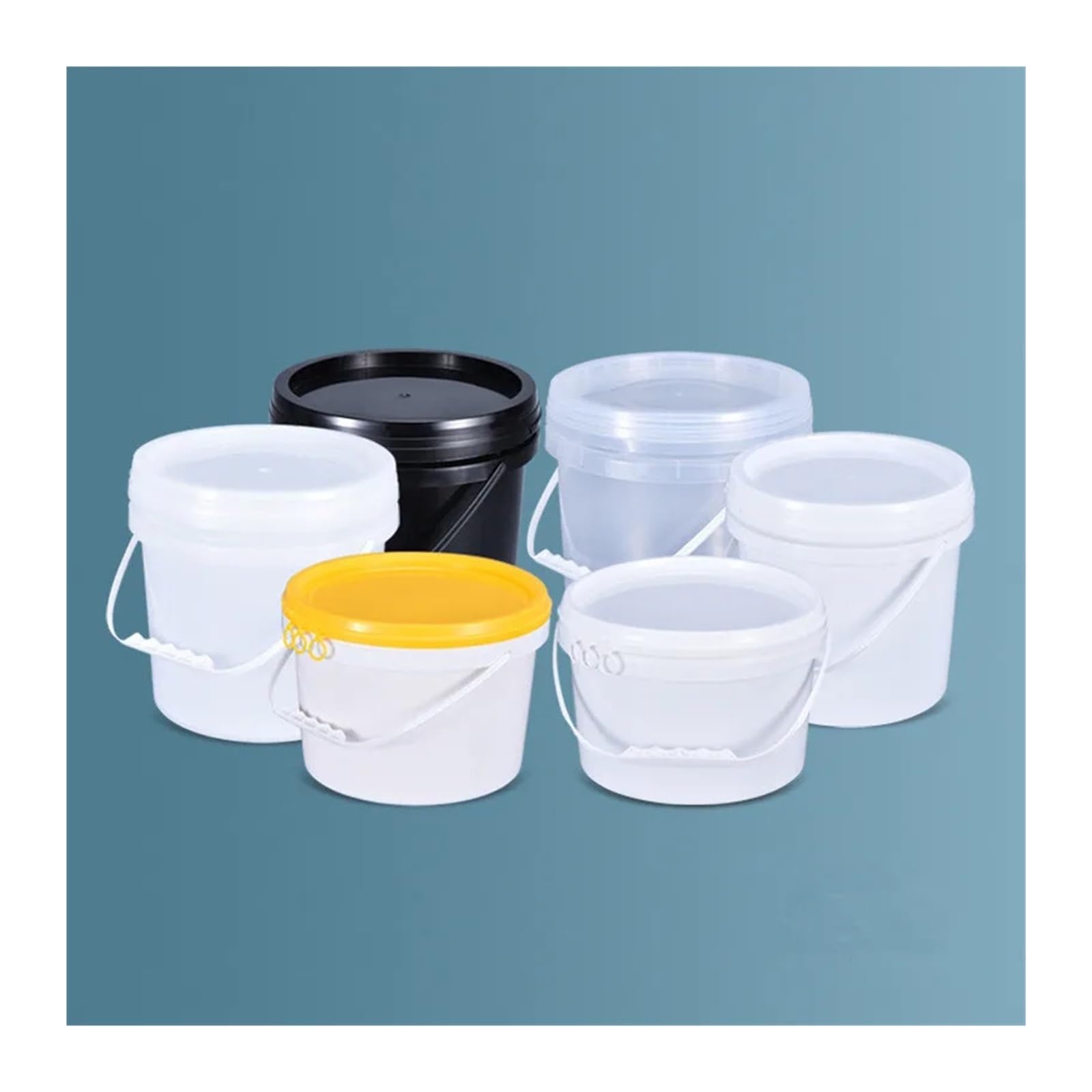 Cubos De Pintura De Plástico Cubo de plástico de 2 Piezas con asa y Tapa. | Contenedor de almacenamiento redondo hermético vacío de 5 litros(Clear)