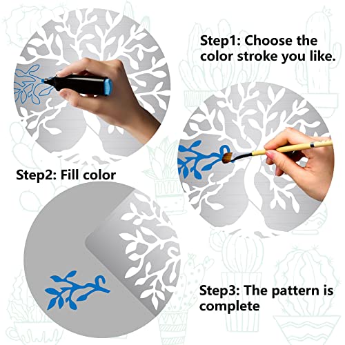 GORGECRAFT 6.3 Inch Tree Metal Stencils Tree of Life Stencil Natural Plants Stainless Steel Decoration Drawing Templates Journal Tool for Painting Wood Burning Pyrography and Engraving Crafts - Image 4