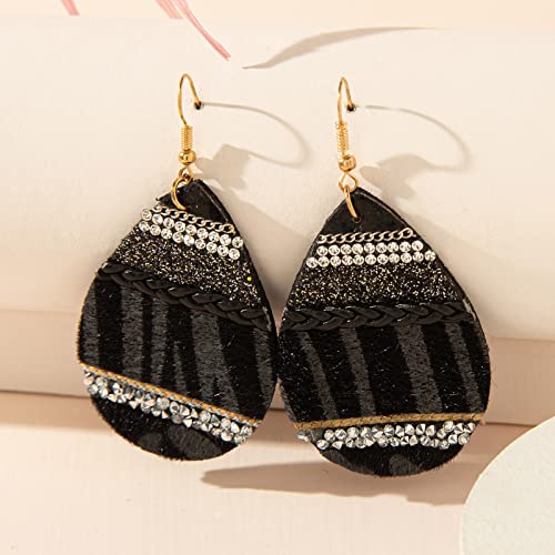 Boucles d'oreilles Drops rétro en cuir rayé pour vos soirées branchées