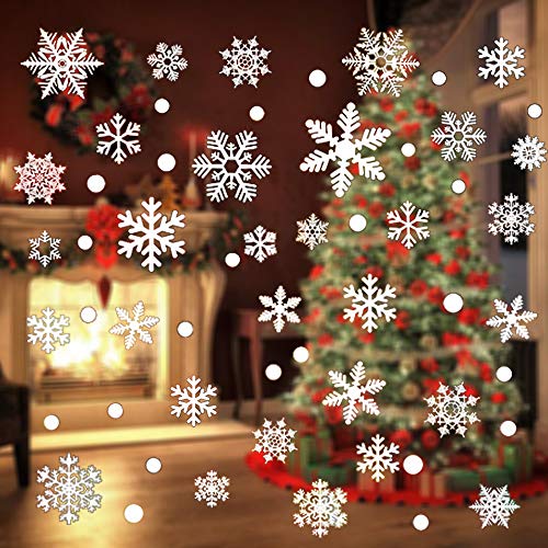 YOUYIKE 92 Pcs Copos de Nieve Pegatinas,Navidad Pegatinas de Ventana,Pegatinas de Copo de Nieve de Navidad, para Ventana,Escaparates Negocios,Hogar Interior (JD-92)