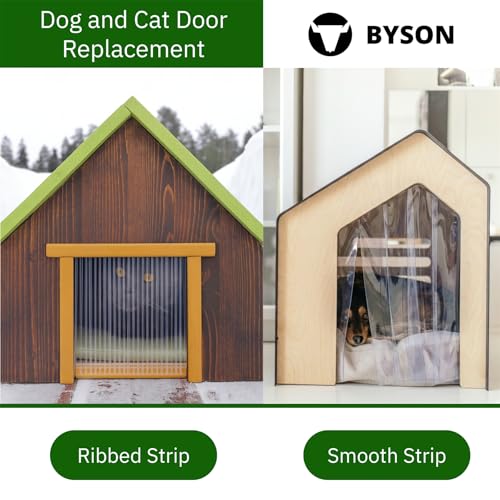 Image of Byson Vinyl Strip 200 mm Wide x 8 Feet Long, 2mm Thick Clear Vinyl Curtain Plastic Pet Door /Flaps PVC Replacement Strips for Walk in Freezer /Cold Room