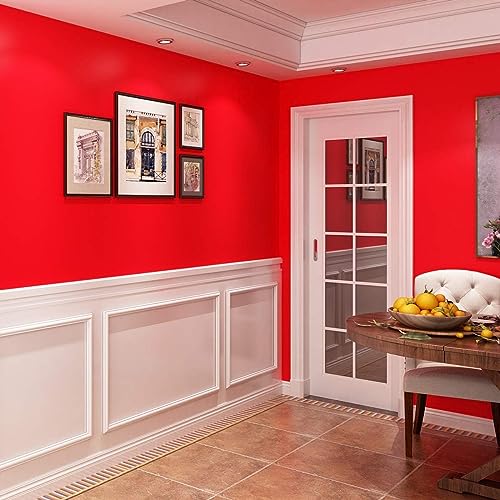 Image of Red Solid Matt Peel and Stick Wallpaper Contact Paper Wallpaper Modern Self Adhesive Wallpaper Decorative Removable 2 x 4 Feet