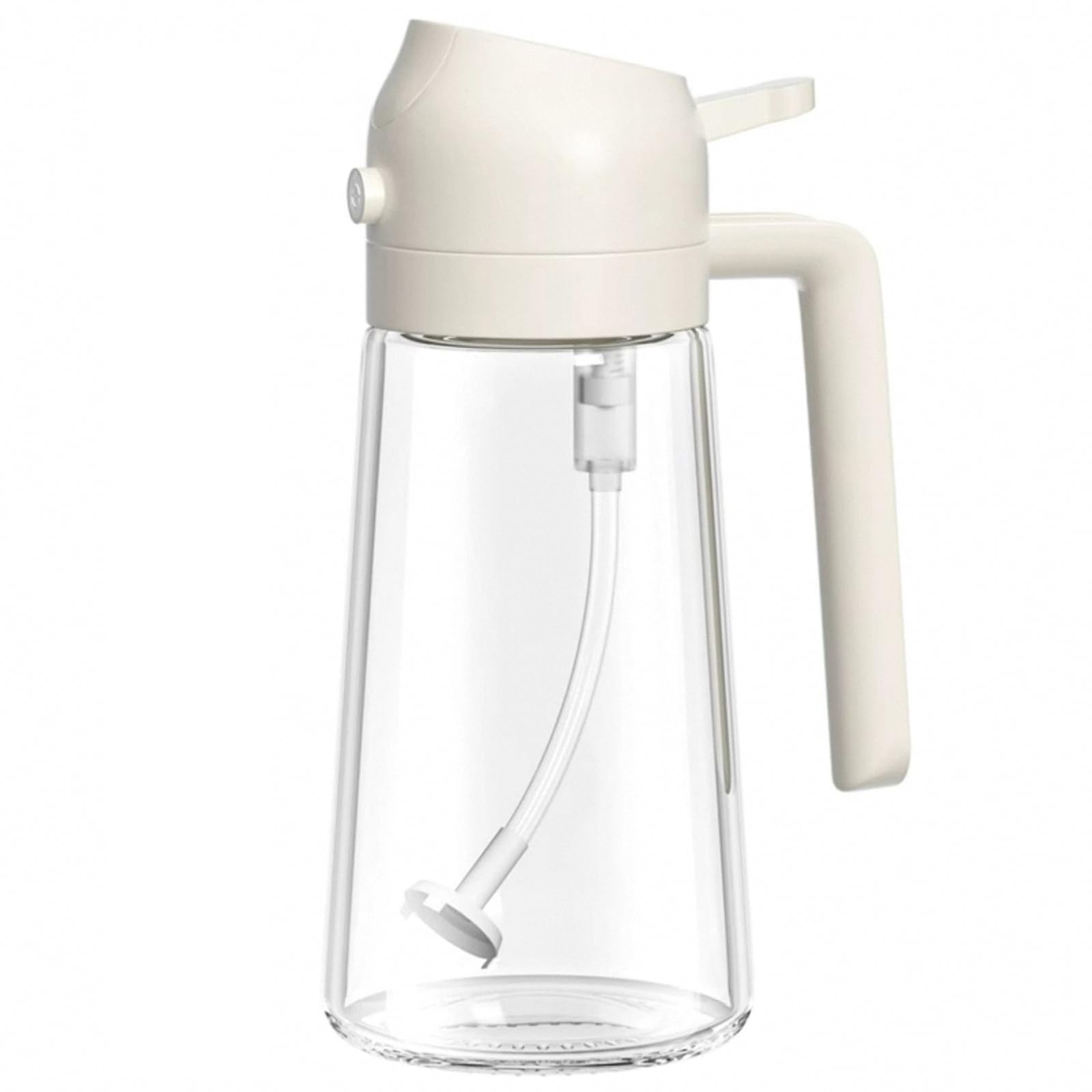 AISVELDY Oil Dispenser and Sprayer 2-in-1, 16 Oz Oil Mister,Food Grade Oil Mist Spray Bottle, For Air Fryer, Salad, BBQ, Roasting, Cooking, Deep Frying, Vinegar, Barbecue (White/Clear)