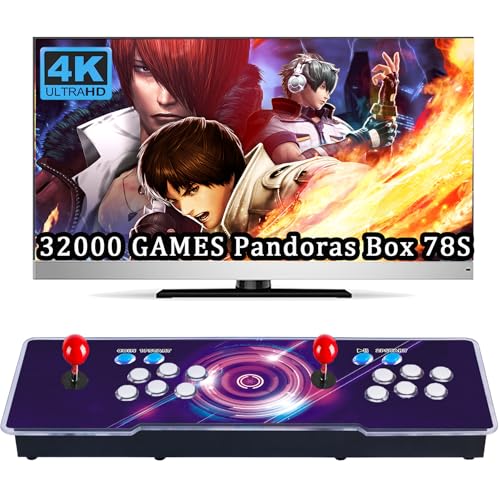 RegiisJoy 32000 Pandoras Box 78S - Consola de juegos de arcade retro, juego modificado mágico 3D para 4 jugadores, función de búsqueda de guardar, eliminar trucos, lista de favoritos, combo de un
