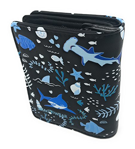 Shag Wear Shark Pattern Small Wallet for Women and Teen Girls Vegan Faux Leather Black 4.5"2