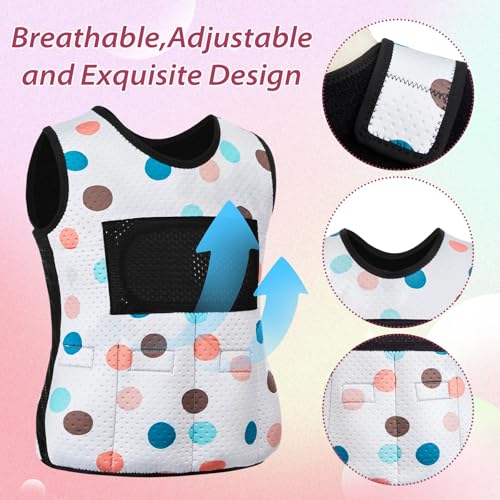 Image of Janmercy Weighted Vest for Kids Ages 2 to 9 Adjustable Neoprene Compression Vest Removable Weights Breathable Comfort Toddler(Colorful Polka Dots,Small,Beige)