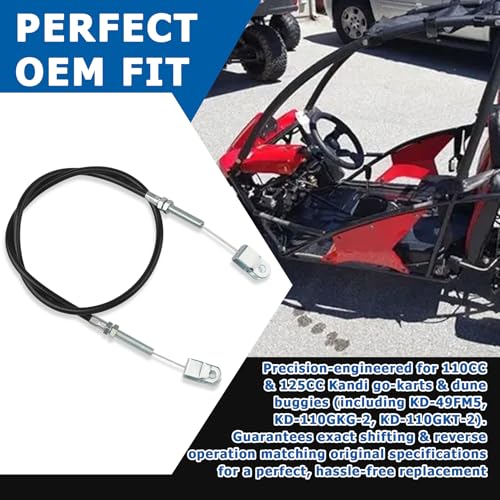 38\" Shift Cable Compatible with 110CC 125CC Kandi Go-Kart and Dune Buggies, Shifting Reverse Cable for Chinese ATV UTV Buggy TaoTao Roketa Coolster Kinroad Hammerhead Dongfang, 1 Pack