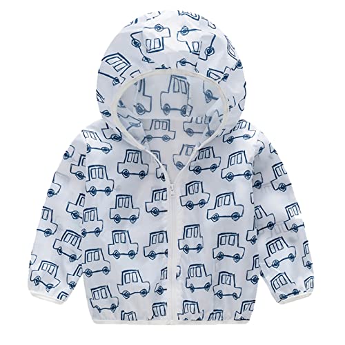 Summer Jacket for Boys 𝐂artoon Dinosaur Print Hooded Jacket Outerwear Hooded Trench Lightweight Windbreaker
