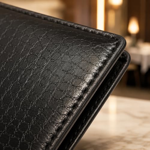 Image of Restaurant Menu Folder - Set of 3 PU Leather Menu Holders with Transparent Sleeves | Durable, Easy-to-Clean Menu Covers for Hotels, Cafes, Bars & Restaurants