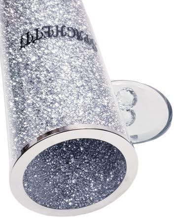 ProTech Crushed Diamond Silver Crystal Bling Glass Spaghetti Holder, Round Jar Storage Container, Moisture Proof Storage for Spaghetti, Decorative Kitchen Food Storage, Diamante Ornaments