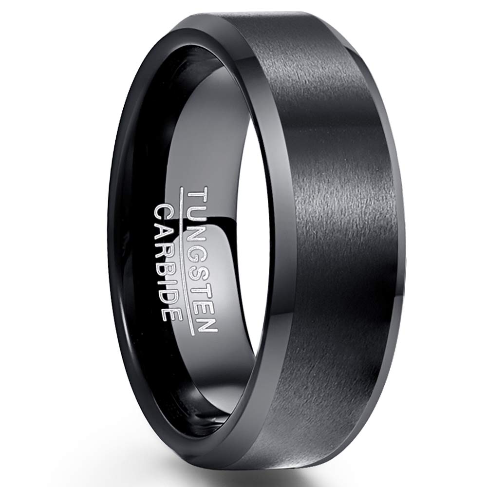 NUNCAD 6mm 7mm 8mm Argento Anello Semplice in Tungsteno con Smussato Lucidati e Spazzolato Uomo Donna Comoda Taglia 11.75-32.25