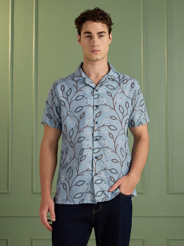 Image of MARK & ALBERT Mens Half Sleeves Printed Shirt