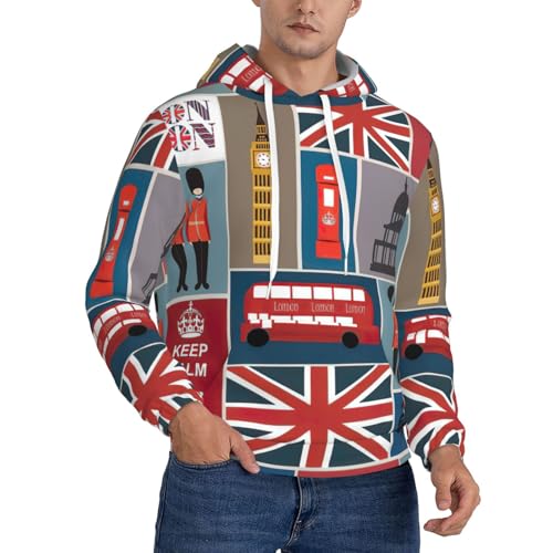 Sweat à capuche homme Angleterre chandail polyester avec poche kangourou sport EdWal