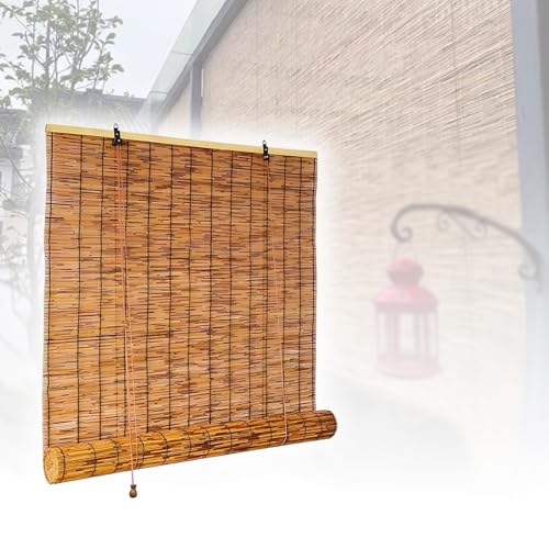 ZGHGEUO 40 60 80 100 120 140 160 175 cm Persianas Enrollables De Caña Exterior Fácil De Instalar Persianas Romanas Blackout Estor Bambu para Terraza Cocina Jardín Porche