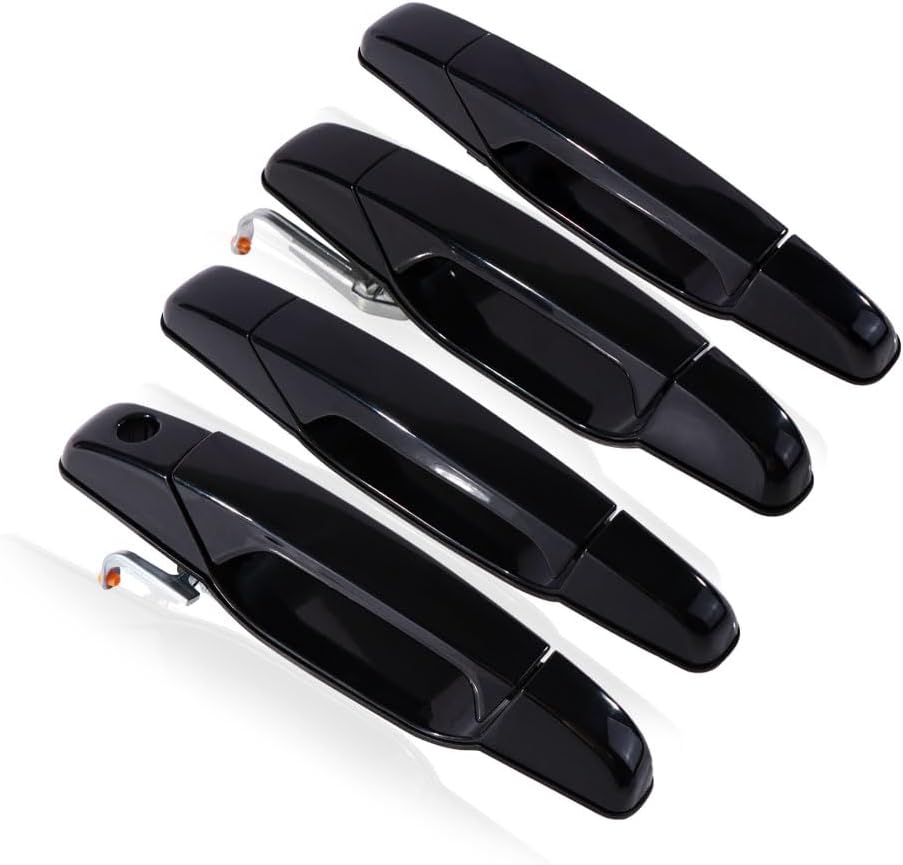 Exterior Door Handle Compatible with 2007-2014 Cadillac Escalade/GMC Sierra Yukon/Chevy Avalanche Silverado Suburban,Replace#22738721 Black 4 PCS