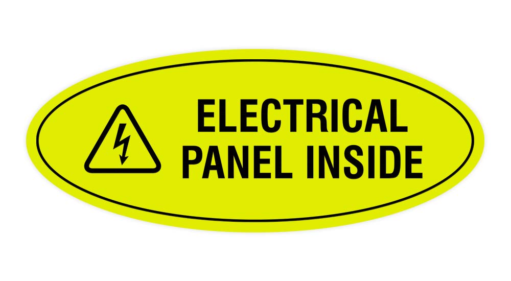 Signs ByLITA Oval Electrical Panel Inside Sign (Yellow/Black) - Small
