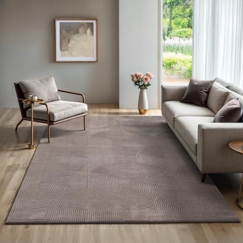 the carpet Rio - Moderner Kurzflor Teppich, weicher und pflegeleichter Anti-Rutsch-Teppich mit 3D-Optik, robust, für Wohnzimmer und Schlafzimmer, Beige, 140 x 200 cm the carpet Rio - Moderner Kurzflor Teppich, weicher und pflegeleichter Anti-Rutsch-Teppich mit 3D-Optik, robust, für Wohnzimmer und Schlafzimmer, Beige, 140 x 200 cm