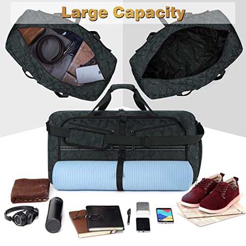 Travel Duffel Bag for Men Women 80L Waterproof Overnight Weekender Bags Foldable Sports Gym Duffle Bag with Shoes Compartment and Toiletry Bag Black