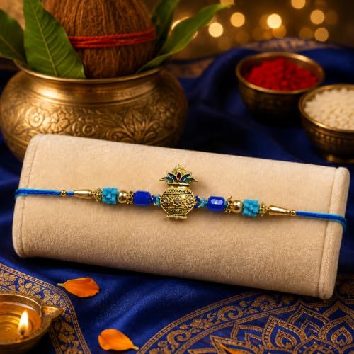Image of CraftVatika Designer Rakhi Set for Brother Boy Men, Kalash Rakhi Gift Combo for Brother Man, Rakhis for Rakshabandhan, Rakshabandhan Gift for Brother, Designer Rakshasutra Raki for Raksha Bandhan