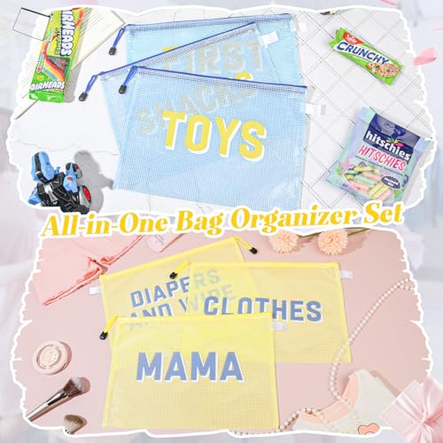 Image of 6pcs Hospital Diaper Bag Organizing Pouches for Labor and Delivery, Maternity Essentials Diaper Bag Organizer for Mommy Travel - Blue /Yellow