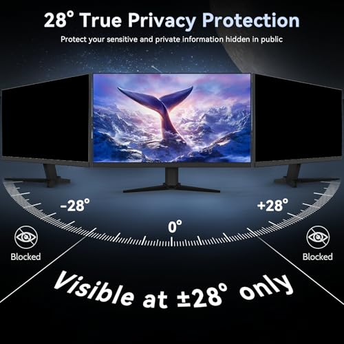 Image of [2-Pack] 24 Inch Computer Privacy Screen Filter for 16:9 Widescreen Monitor, Removable Eye Protection Anti Glare Blue Light Filter Privacy Shield, Anti Spy Screen Protector Film 24 in