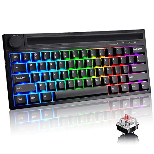 Clavier de Jeu 60% mécanique de Type C, Filaire/sans Fil, Bluetooth 19 chromes, Clavier RGB rétroéclairé Rechargeable 4400mAh, Bouton multimédia, Support intégré pour iPhone/iPad (Interrupteur Rose)