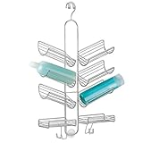 mDesign Bathroom Hose Shower Caddy for Shampoo, Conditioner, Soap - Silver