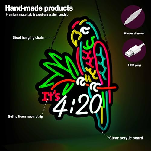 Image of 17x13 Inch Parrot Neon Signs Art Wall Lights for Beer Bar Club Bedroom Hotel Pub Cafe Wedding Birthday Party Gifts