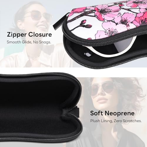 Image of Sunglasses Case with Belt Clip, Ultra Light Neoprene Zipper Soft Padded Glasses Case for Women Men