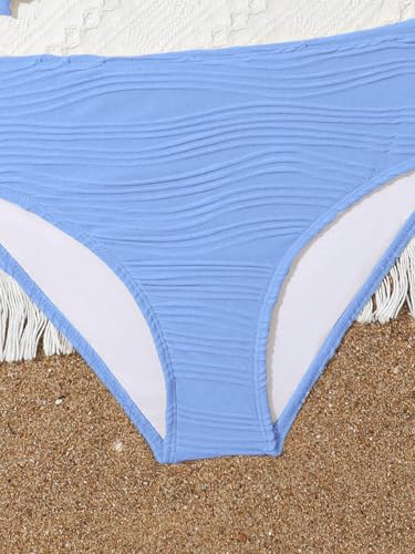 Image of OYOANGLE Girl's 2 Piece Tankini Swimsuit Textured Twist Front Ruched Ruffle Bikini Set Bathing Suits