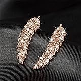 1 Paar wunderschöne Feder Ohr Bergsteiger Manschette Ohrringe Licht Luxus Kristall Diamonden Hochzeit Ohrringe für Frauen Schmuck