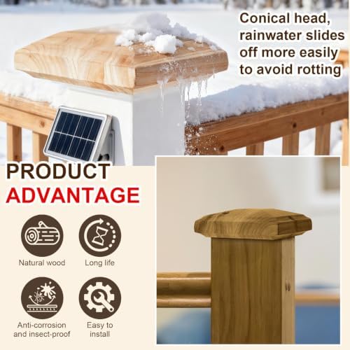 Hosuly 10 Pcs 4 x 4 Wood Post Top Fence Cedar, Pyramid Style - 2