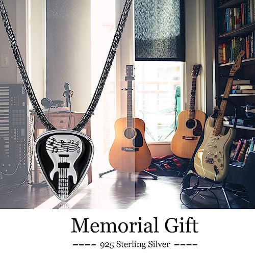 Cremation Necklace for Ashes - 925 Sterling Silver Wolf Dragon Valknut Guitar Pick Urn Pendant Vintage Keepsake Jewelry Memorial Gift for Men Women4