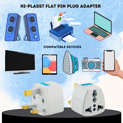 Image of Hi-PLASST India to UK Converter Plug (Pack of 1) - Type-G Travel Adapter for Indian Plugs - Compatible with UK, UAE, Singapore, Hong Kong, Ireland, Wales - 13A, 230V