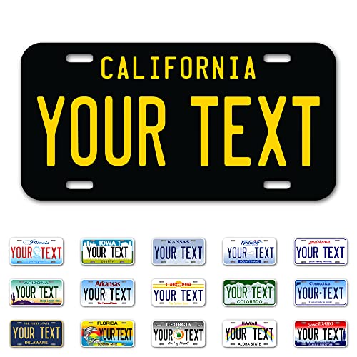 InkMyPlate Personalized California Black Car License Plate | 12x6 Inch ...