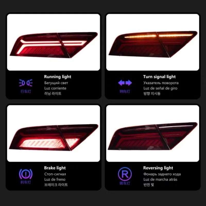 Lampa tylna zespolona Pasuje do Audi A7 2012-2018 Zestawy tylnych świateł zmodyfikowane za pomocą diod LED płynącego światła skrętu tylnej lampy tylnej