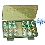 Kustimantu Caja de almacenamiento de tabletas, dispensador de tabletas medicamentosas | Dispensador de almacenamiento de suplementos de viaje,Caso de medicina de aire traducido portátil para uso en el