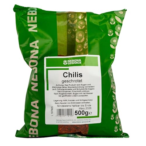 NEBONA Gewürze - Premium Chilis geschrotet 500 g Packung in Gastro-Qualität - Chillis scharf...