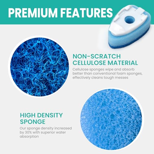 Image of Dish Wand Refills with Hole, Non-Scratch Dishwand Refill Replacement Sponge | Fits Scrub Soap Control Handle, Heavy Duty Bulk Sponges Heads 12Pcs, Dispensing Scrubbers for Kitchen Dishwasher Cleaning Tub