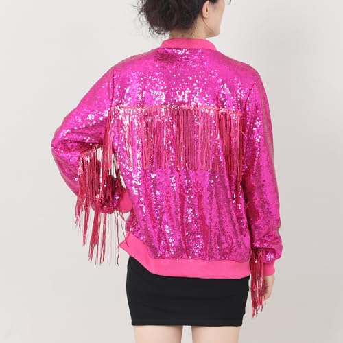 Tessel Sequin Jacket for Women Sparkly Bomber Varsity Trendy Shiny Coat Ladies Glitter Birthday Party Holiday Clothes4