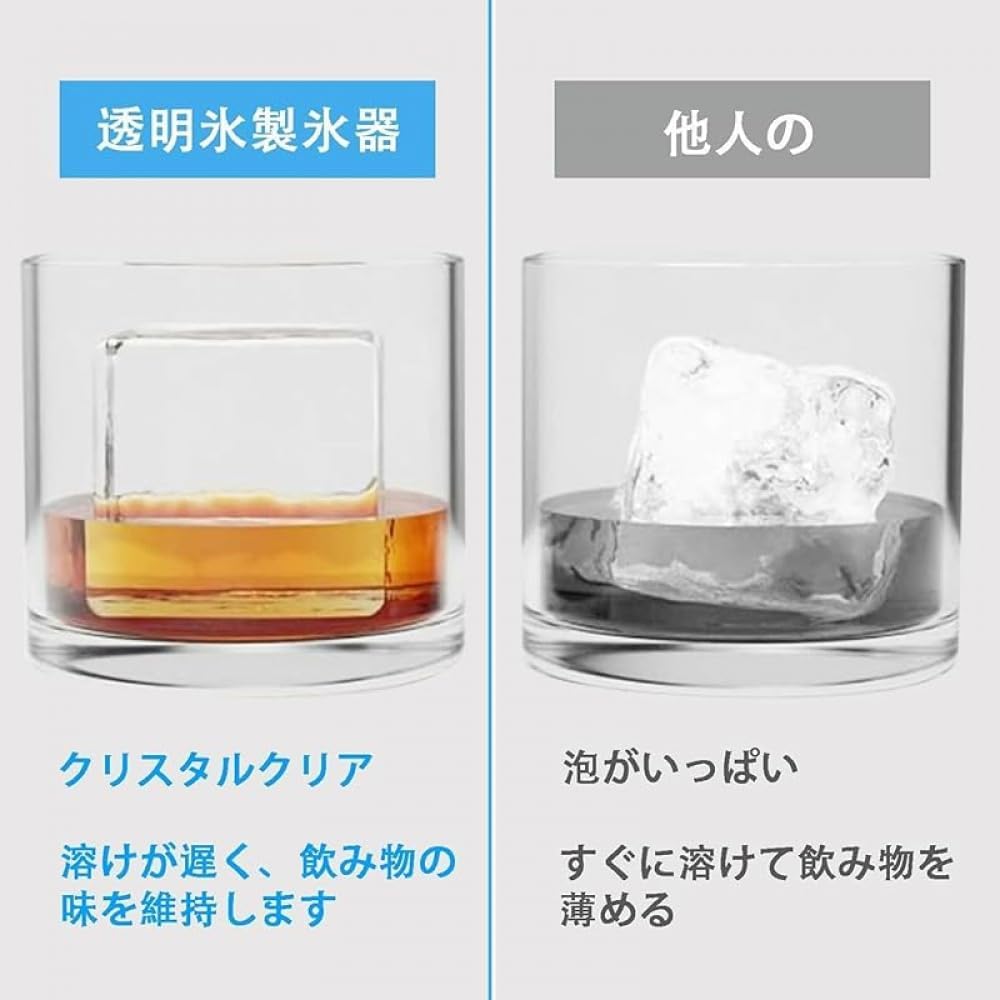クリスタルアイスメーカー 透明氷製氷器 5cm 大きな透明氷 4 個 カクテル/ウィスキー用 20 【スペチュラセット】 時間製氷