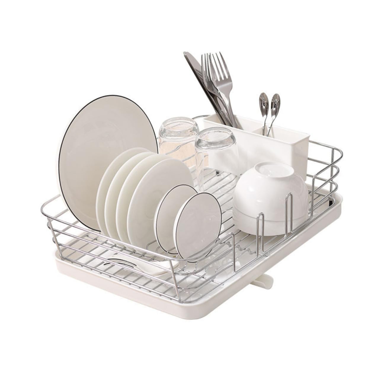 TOPBATHY Égouttoir à Vaisselle Simple Couche en Acier Inoxydable Blanc