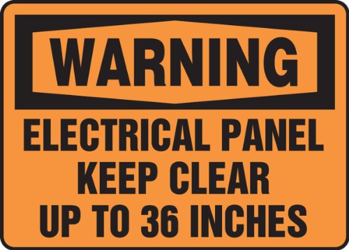 Accuform MELC309VS Adhesive Vinyl Safety Sign, Legend"Warning Electrical Panel Keep Clear UP to 36 INCHES", 7" Length x 10" Width x 0.004" Thickness, Black on Orange Accuform MELC309VS Adhesive Vinyl Safety Sign, Legend"Warning Electrical Panel Keep Clear UP to 36 INCHES", 7" Length x 10" Width x 0.004" Thickness, Black on Orange