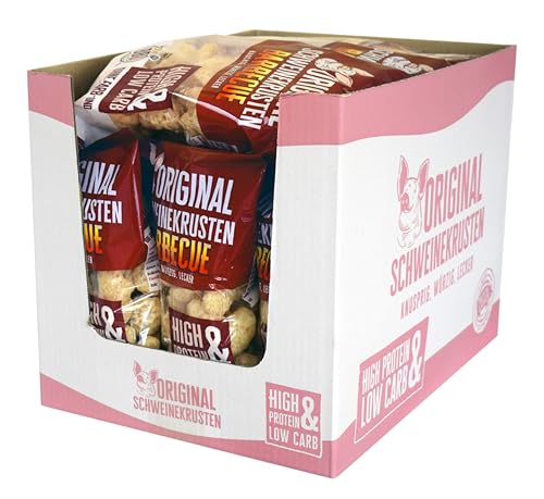 Pico Food Schweinekrusten BBQ 100 g im 16er Vorratspack | High Protein | Low Carb | Rauchig würziger Snack mit Barbeque Flavour | Frei von Farb- und Konservierungsstoffen | 16 x 100 g